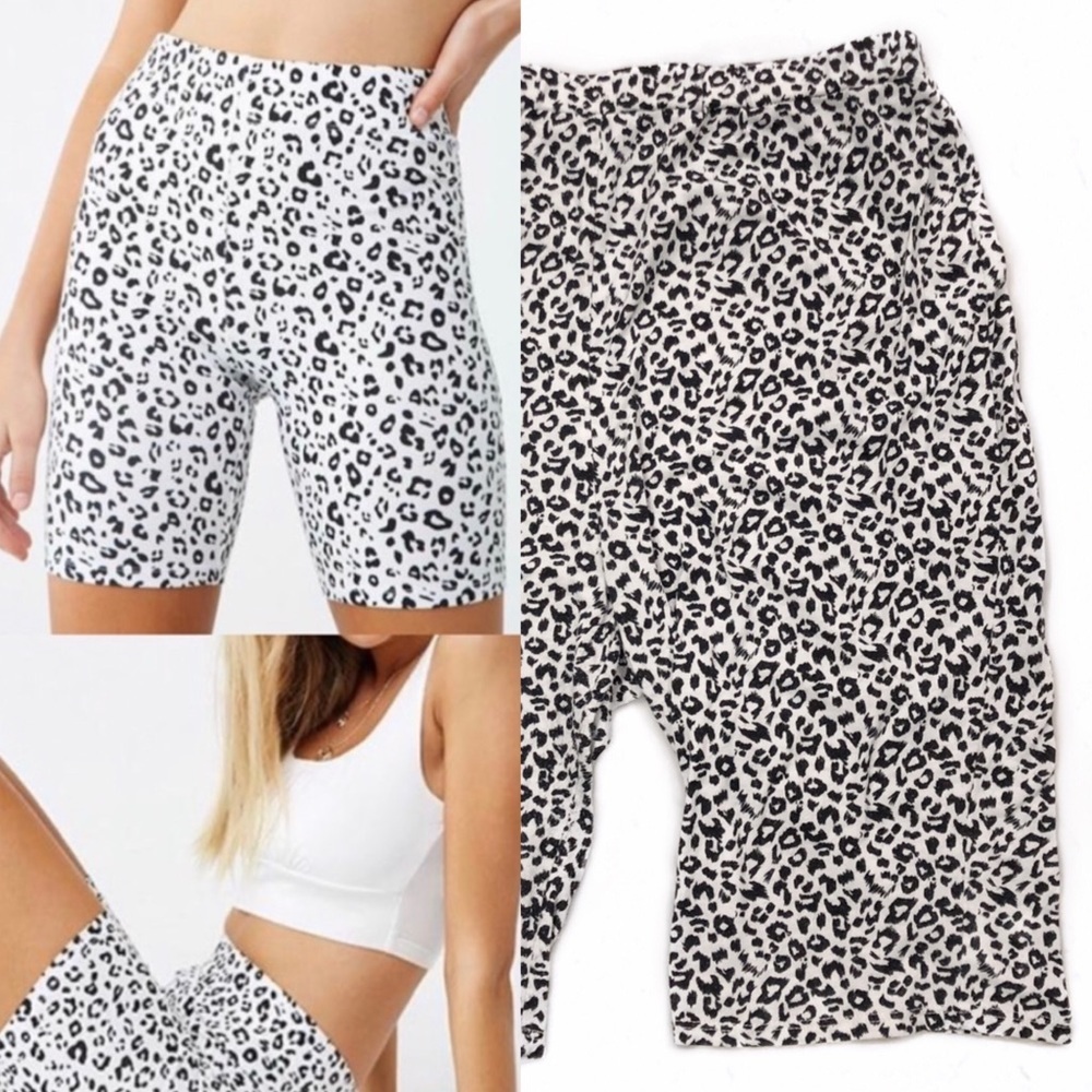 Crescent LA Leopard Print Black White Biker Shorts Large